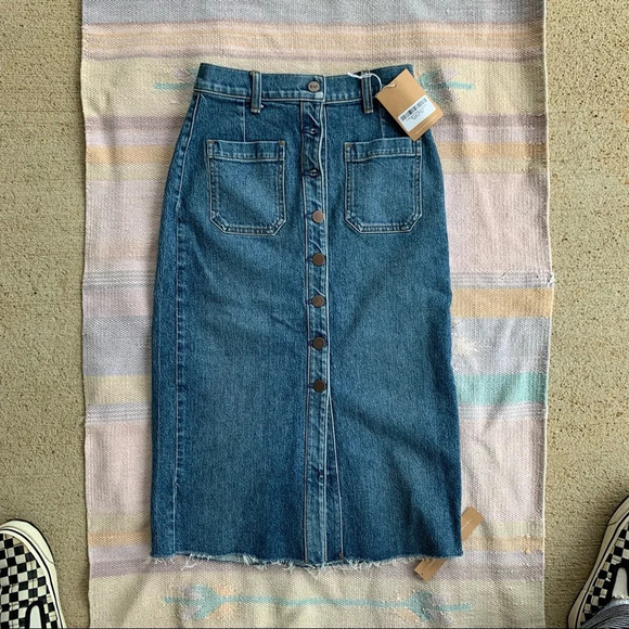 NWT Reformation Eva Denim Long Skirt - Picture 1 of 7